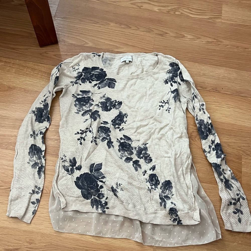 Lucky Brand Cream and Black Floral Top